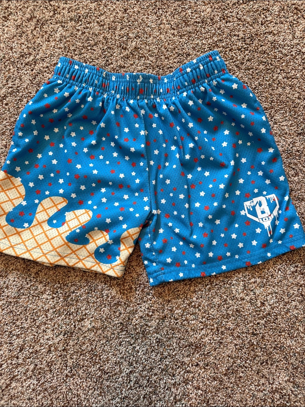 Baseball lifestyle 101 Blue Star Print Kids Athletic Shorts